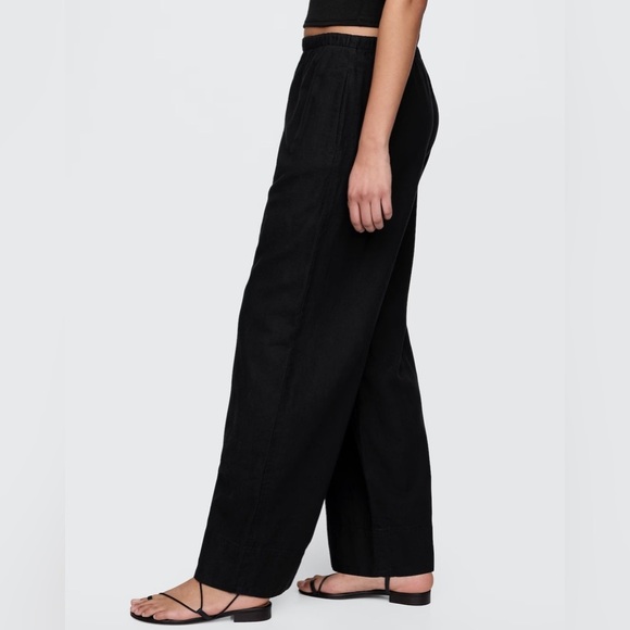 NWT! GAP Black Linen-Blend Easy Wide-Hem Pants - Multiple Sizes 🔹 - Picture 3 of 10